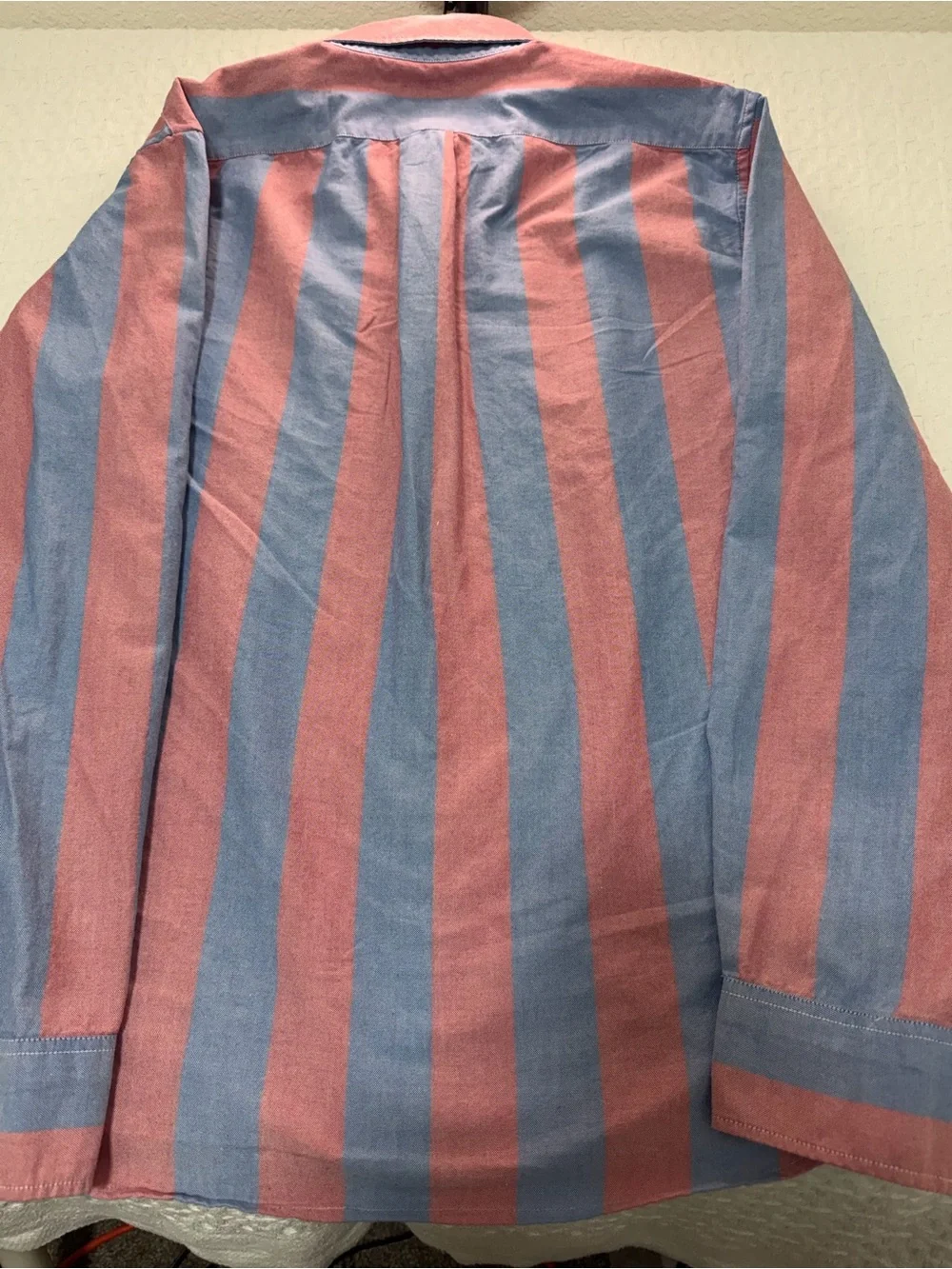 J. Crew Wide Striped Button-Down Shirt in Blue and Coral